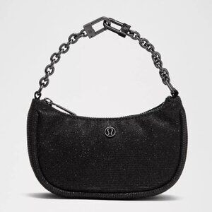 Lululemon / City Essentials Nano Shoulder Bag / Black Glitter w/ Gunmetal Grey